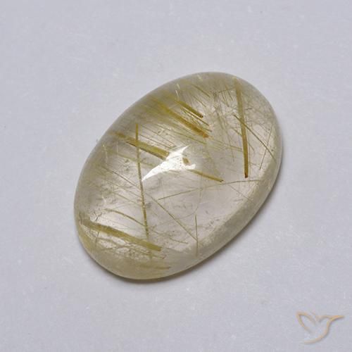 Cuarzo rutilo Marrón-dorado muy claro natural de 5.25 ct, Ovalada, Transparente