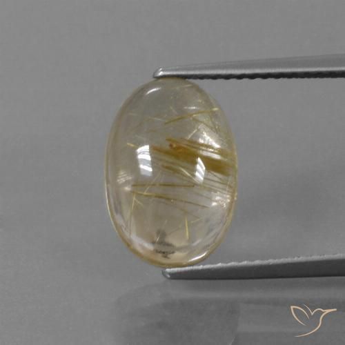 4.36ct Natural Marrón-dorado muy claro Cuarzo rutilo, Ovalada, Transparente