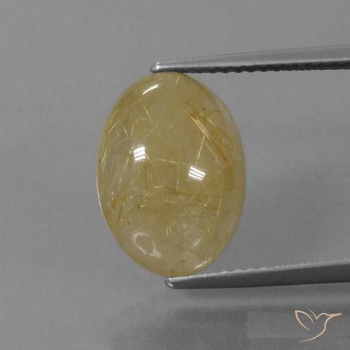 5.66ct Natural Amarillo dijón Cuarzo rutilo, Ovalada, Transparente