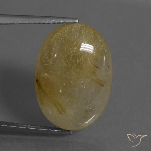 16.12ct Natural Amarillo medio Cuarzo rutilo, Ovalada, Translúcido