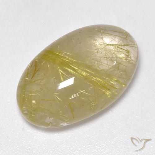 Cuarzo rutilo Amarillo terroso claro natural de 15.27 ct, Ovalada, Translúcido
