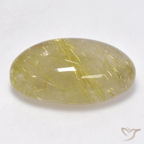 Cuarzo rutilo Amarillo terroso claro natural de 15.27 ct, Ovalada, Translúcido