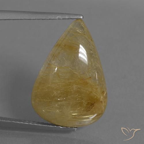14.48ct Natural Amarillo medio Cuarzo rutilo, En forma de pera, Translúcido