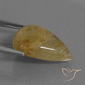 Cuarzo rutilo Amarillo medio natural de 14.48 ct, En forma de pera, Translúcido