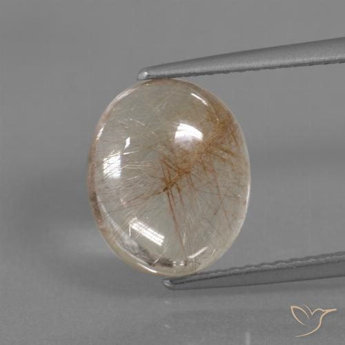 3.95ct Natural Claro y bronce dorado Cuarzo rutilo, Ovalada, Transparente