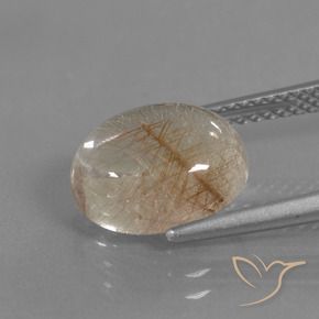 Cuarzo rutilo Claro y bronce dorado natural de 3.95 ct, Ovalada, Transparente