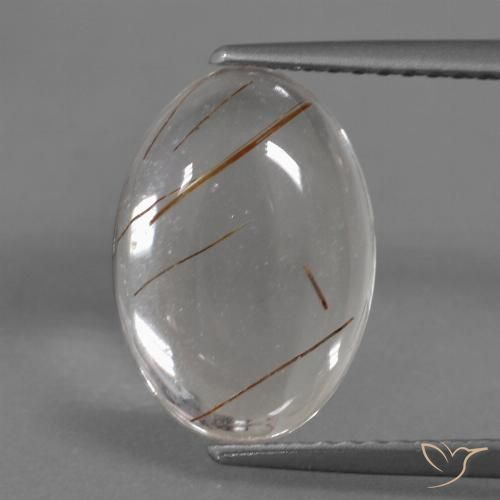 3.45ct Natural Claro con cobre Cuarzo rutilo, Ovalada, Transparente