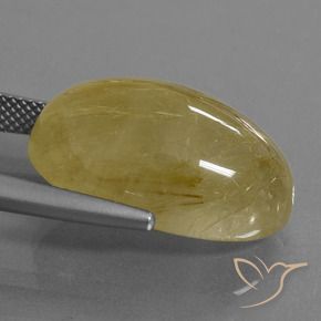 Cuarzo rutilo Amarillo medio natural de 20.70 ct, Ovalada, Translúcido