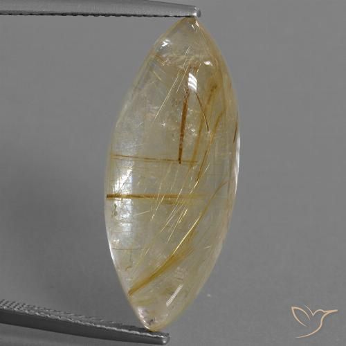 14.68ct Natural Marrón-dorado muy claro Cuarzo rutilo, Marquesa, Transparente