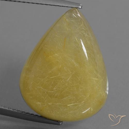 24.90ct Natural Amarillo claro Cuarzo rutilo, En forma de pera, Translúcido