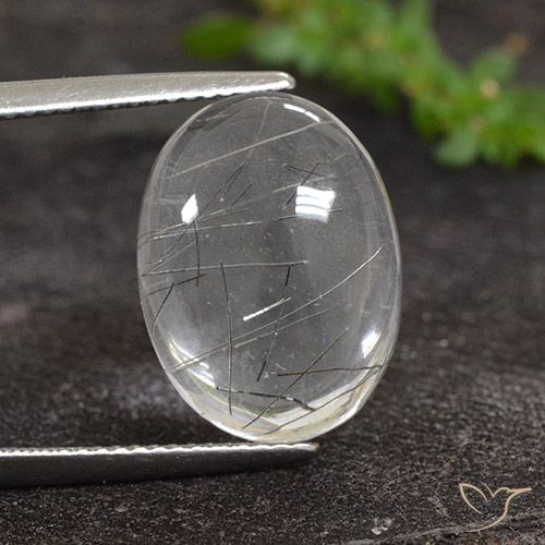 8.50ct Natural Claro con negro Cuarzo rutilo, Ovalada, Transparente