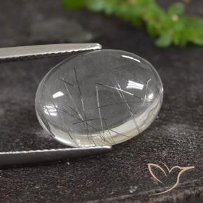 Cuarzo rutilo Claro con negro natural de 8.50 ct, Ovalada, Transparente