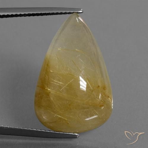 22.73ct Natural Amarillo terroso Cuarzo rutilo, En forma de pera, Translúcido