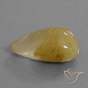 Cuarzo rutilo Amarillo terroso natural de 22.73 ct, En forma de pera, Translúcido