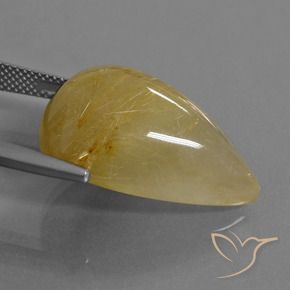 Cuarzo rutilo Amarillo terroso natural de 22.73 ct, En forma de pera, Translúcido