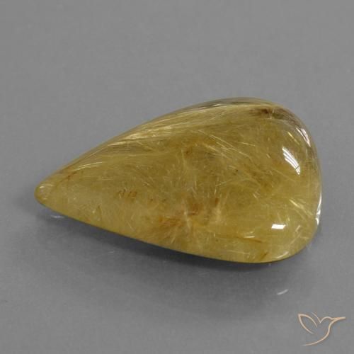Cuarzo rutilo Amarillo terroso natural de 25.66 ct, En forma de pera, Translúcido