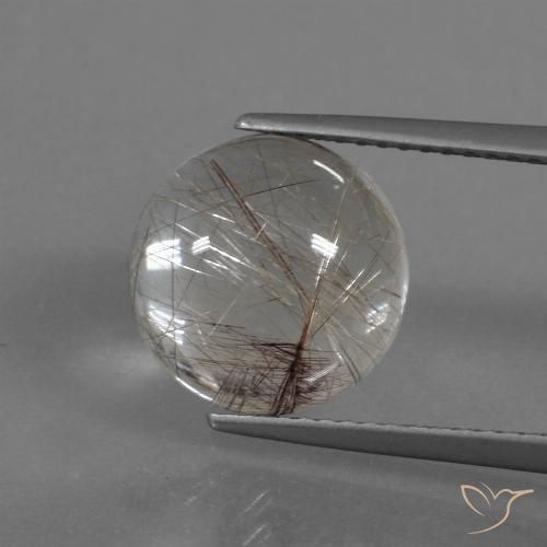 Cuarzo rutilo Marrón claro natural de 5.09 ct, Corte Redondo, Transparente