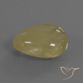 Cuarzo rutilo Amarillo claro natural de 10.83 ct, En forma de pera, Translúcido
