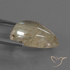 Cuarzo rutilo Marrón claro natural de 10.54 ct, En forma de pera, Transparente