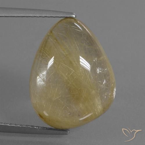 14.00ct Natural Amarillo dijón claro Cuarzo rutilo, Elegante, Transparente