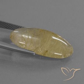 Cuarzo rutilo Amarillo medio natural de 12.70 ct, Ovalada, Transparente