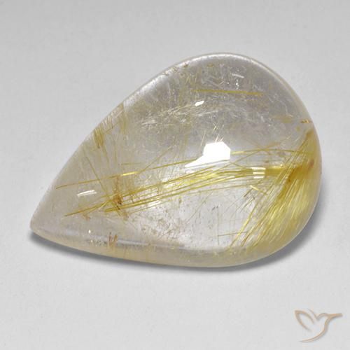 Cuarzo rutilo Amarillo terroso natural de 12.23 ct, En forma de pera, Transparente