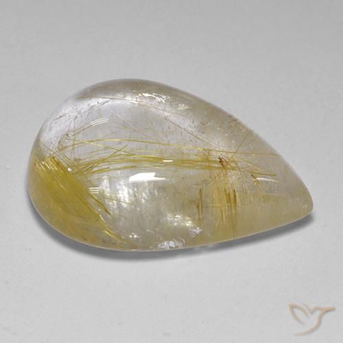 Cuarzo rutilo Amarillo terroso natural de 12.23 ct, En forma de pera, Transparente