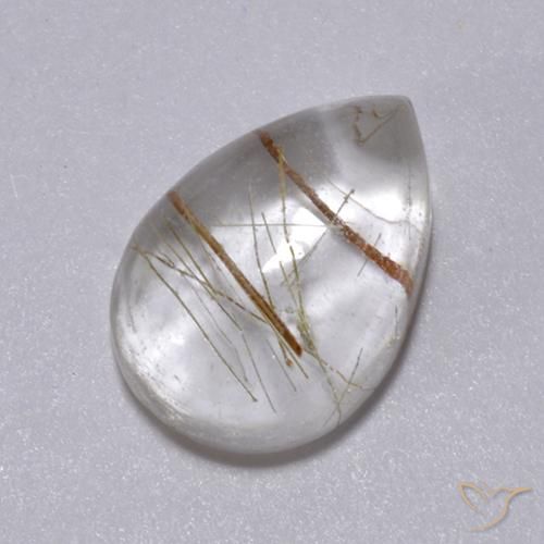 2.49ct Natural Marrón cálido Cuarzo rutilo, En forma de pera, Transparente