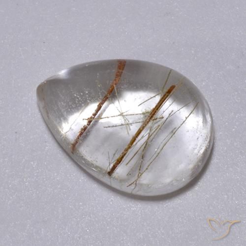 Cuarzo rutilo Marrón cálido natural de 2.49 ct, En forma de pera, Transparente