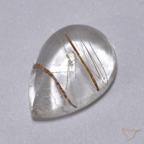 Cuarzo rutilo Marrón cálido natural de 2.49 ct, En forma de pera, Transparente