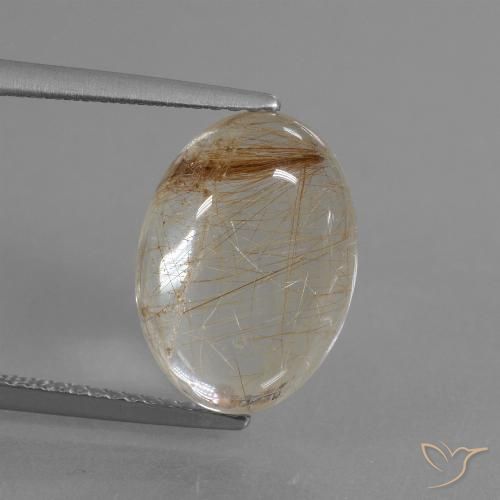 6.48ct Natural Marrón cálido Cuarzo rutilo, Ovalada, Transparente