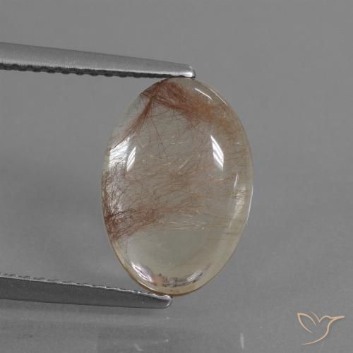 3.64ct Natural Claro con cobre Cuarzo rutilo, Ovalada, Transparente