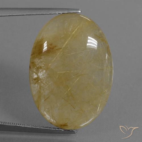 17.69ct Natural Amarillo dorado Cuarzo rutilo, Ovalada, Translúcido