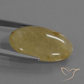 Cuarzo rutilo Amarillo dorado natural de 17.69 ct, Ovalada, Translúcido