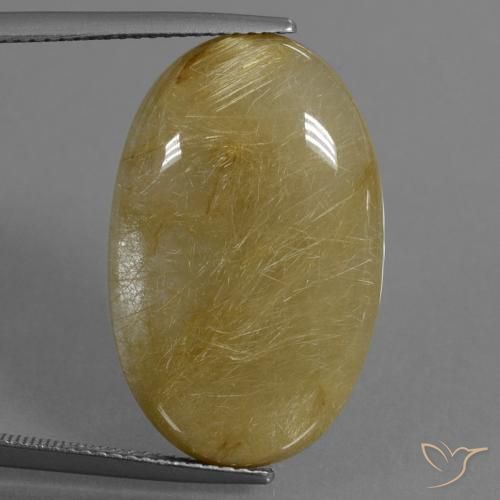 19.01ct Natural Amarillo dijón Cuarzo rutilo, Ovalada, Translúcido