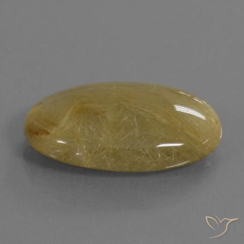 Cuarzo rutilo Amarillo dijón natural de 19.01 ct, Ovalada, Translúcido