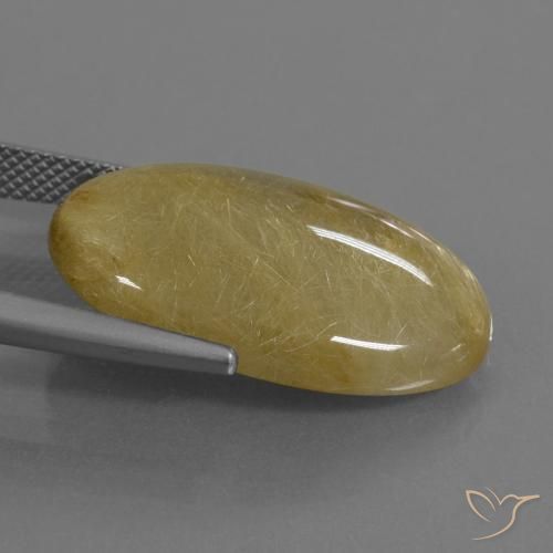 Cuarzo rutilo Amarillo dijón natural de 19.01 ct, Ovalada, Translúcido