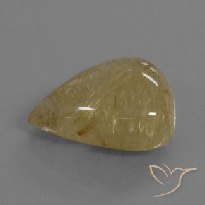 Cuarzo rutilo Amarillo claro natural de 24.63 ct, En forma de pera, Translúcido