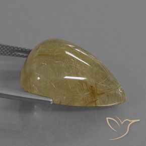 Cuarzo rutilo Amarillo claro natural de 24.63 ct, En forma de pera, Translúcido