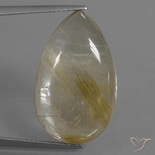 21.47ct Natural Amarillo claro Cuarzo rutilo, En forma de pera, Transparente