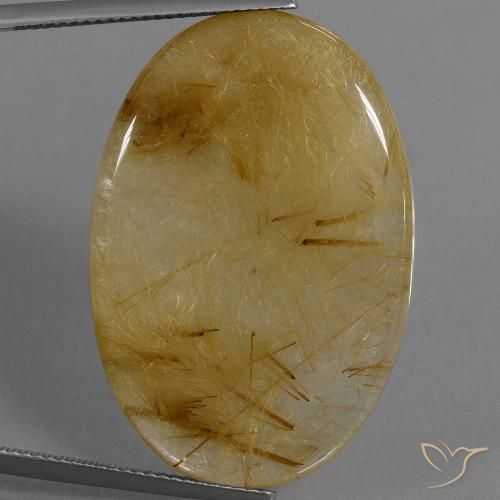 39.16ct Natural Amarillo dorado Cuarzo rutilo, Ovalada, Translúcido