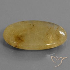Cuarzo rutilo Amarillo dorado natural de 39.16 ct, Ovalada, Translúcido