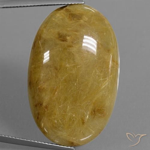 52.73ct Natural Amarillo terroso Cuarzo rutilo, Ovalada, Translúcido