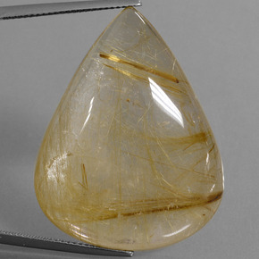 Cuarzo rutilado dorado natural de 60,37 ct, en forma de pera, transparente