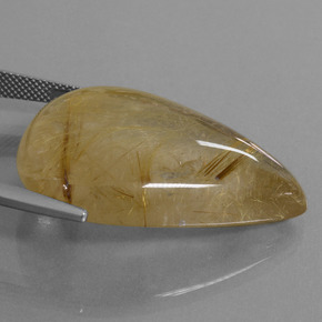 Cuarzo rutilado dorado natural de 60,37 ct, en forma de pera, transparente