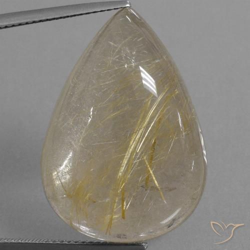 34.22ct Natural Amarillo cálido Cuarzo rutilo, En forma de pera, Transparente