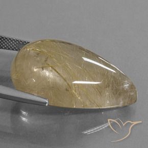 Cuarzo rutilo Amarillo cálido natural de 34.22 ct, En forma de pera, Transparente