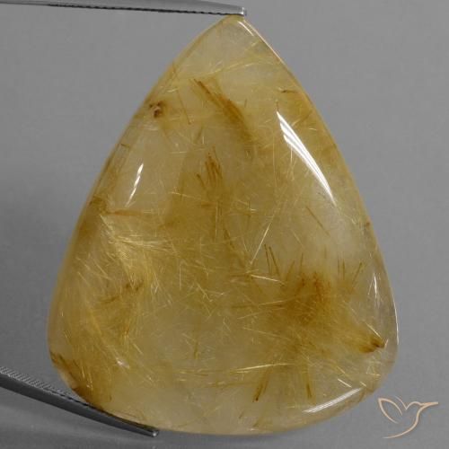 96.56ct Natural Amarillo dorado Cuarzo rutilo, En forma de pera, Translúcido