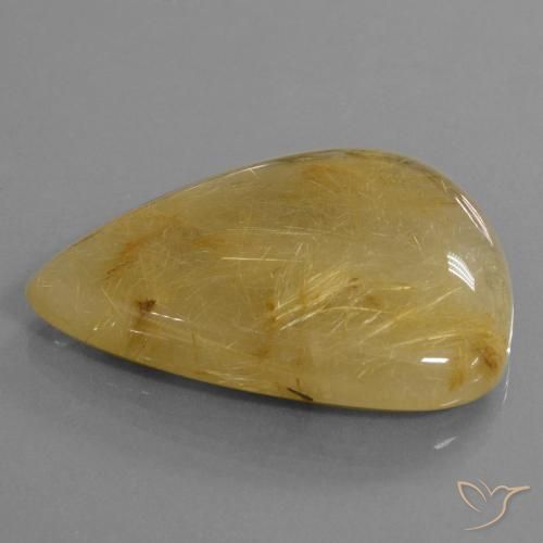 Cuarzo rutilo Amarillo dorado natural de 96.56 ct, En forma de pera, Translúcido