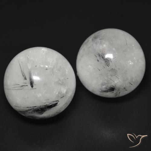 Gemas de Cuarzo rutilo Claro con negro natural de 27.41 ct, Esfera / Bola, Translúcido